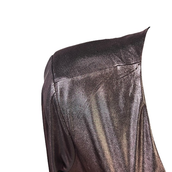 Cache Mini Dress Shiny Dark Purple Ruched V Neck Party Glam Shimmer Chic Size 4 - Picture 12 of 16